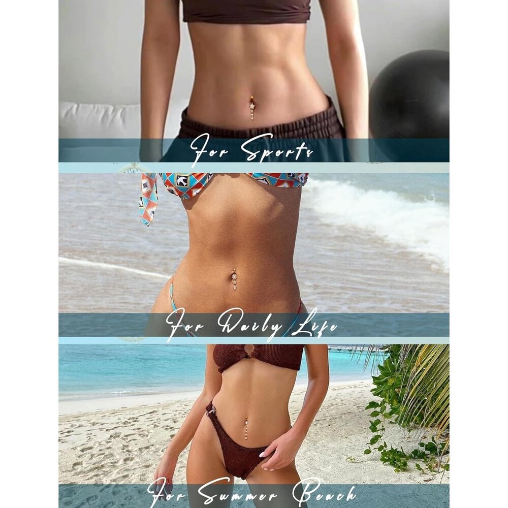 7 Pcs Dangle Belly Button Ring - Hypoallergenic S… - image 6